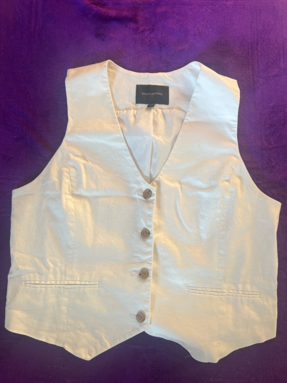 Banana Republic White Sleeveless Cotton Vest
